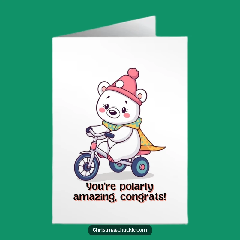 Free Printable Kawaii Polar Bear Clown Congratulations Card - Downloadable Cheerful Ride!