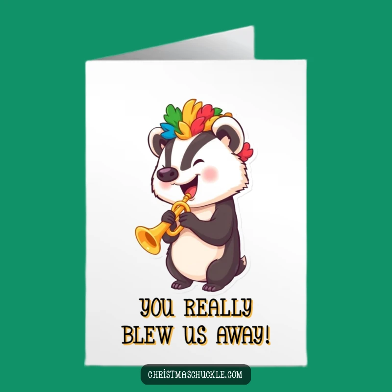 Free Printable Congratulations Card: Badger Clown Trumpet for Big News Download