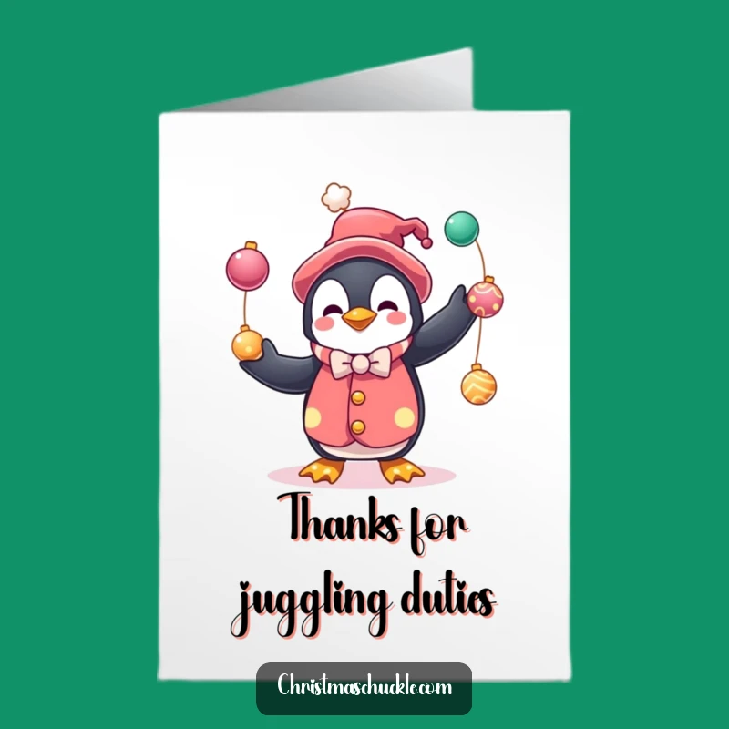 Free Printable Penguin Clown Thank You Card - Cute Downloadable Gift for Appreciation
