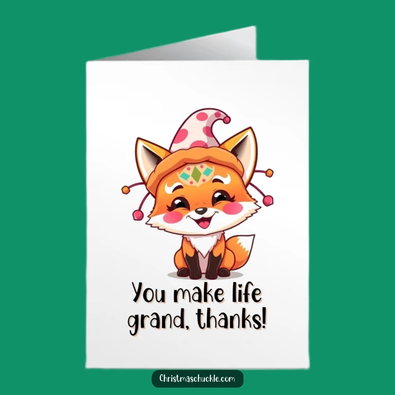 Free Printable Thank You Card: Cheerful Fox Clown Expressing Gratitude Download