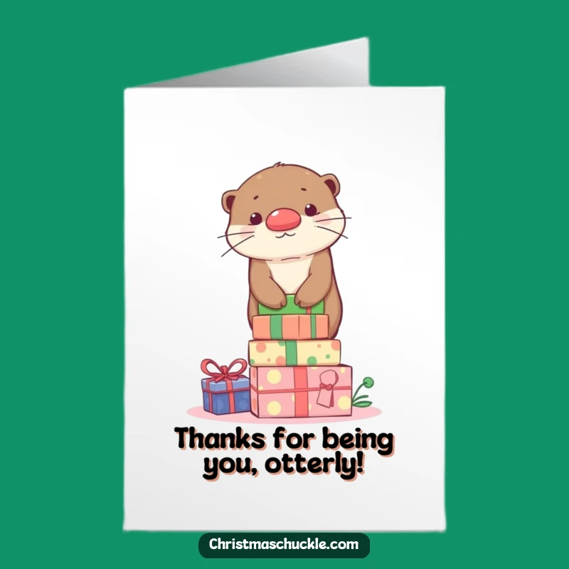 Free Printable Thank You Card: Otter Clown with Gifts of Gratitude Download