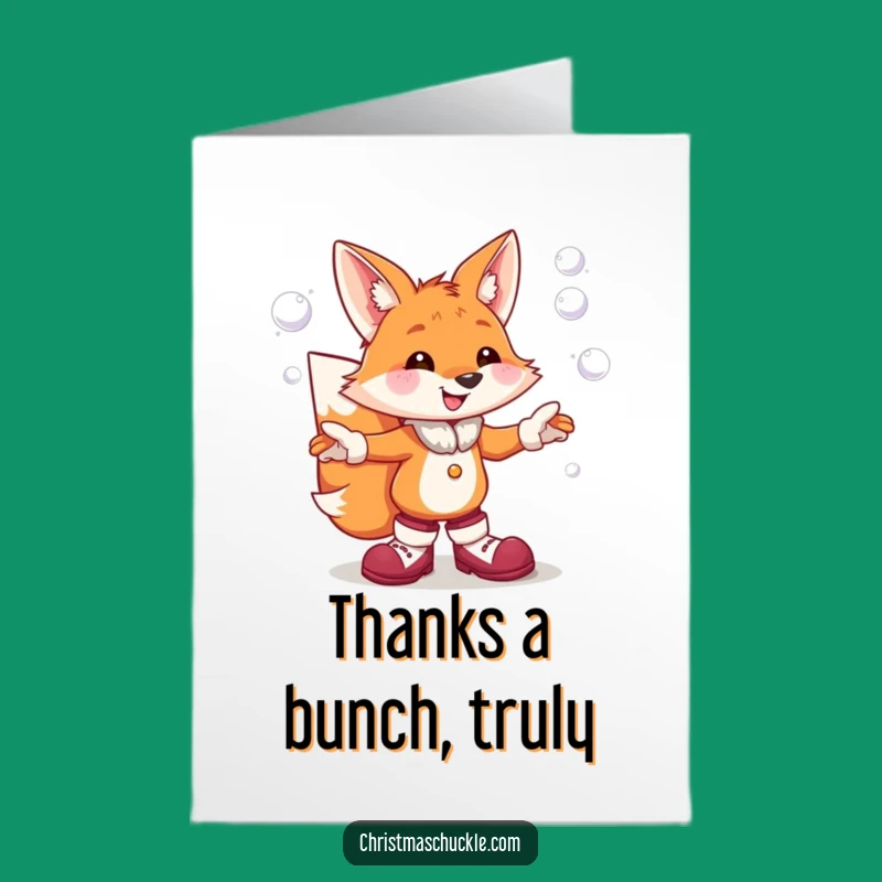 Free Printable Thank You Card: Funny Fox Juggling Snowballs - Grateful Downloadable