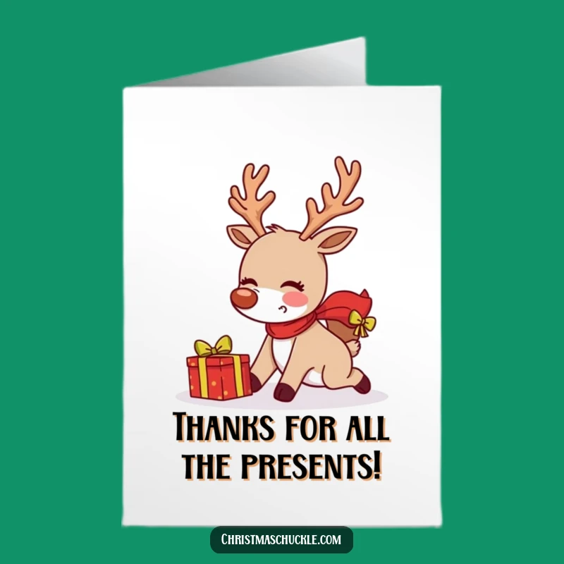 Free Printable Thank You Card: Reindeer's Oopsie - Funny Downloadable