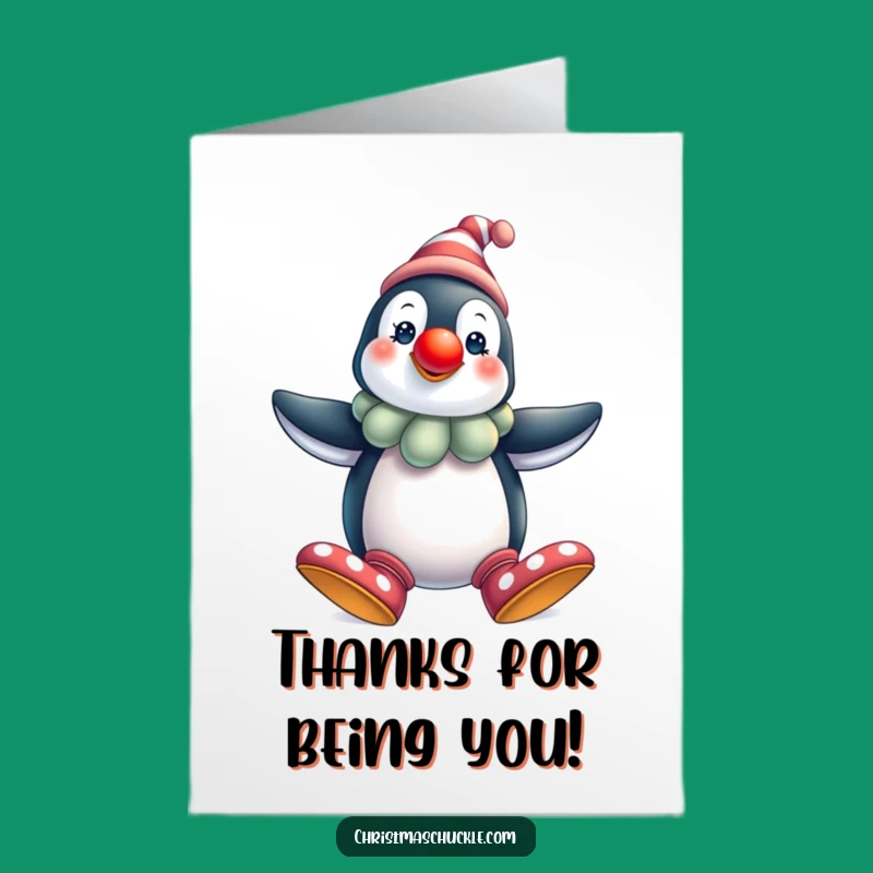 Free Printable Penguin Clown Thank You Card: Funny Downloadable Appreciation Gift!