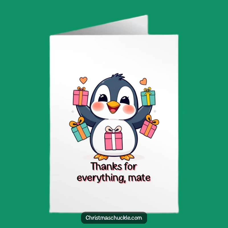 Free Printable Thank You Card: Juggling Penguin, Adorable Downloadable Gift of Gratitude
