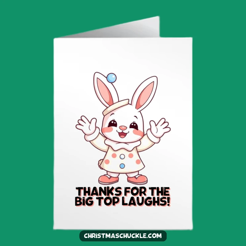 Free Printable Thank You Card: Goofy Clown Bunny Expressing Gratitude, DIY Downloadable Gift