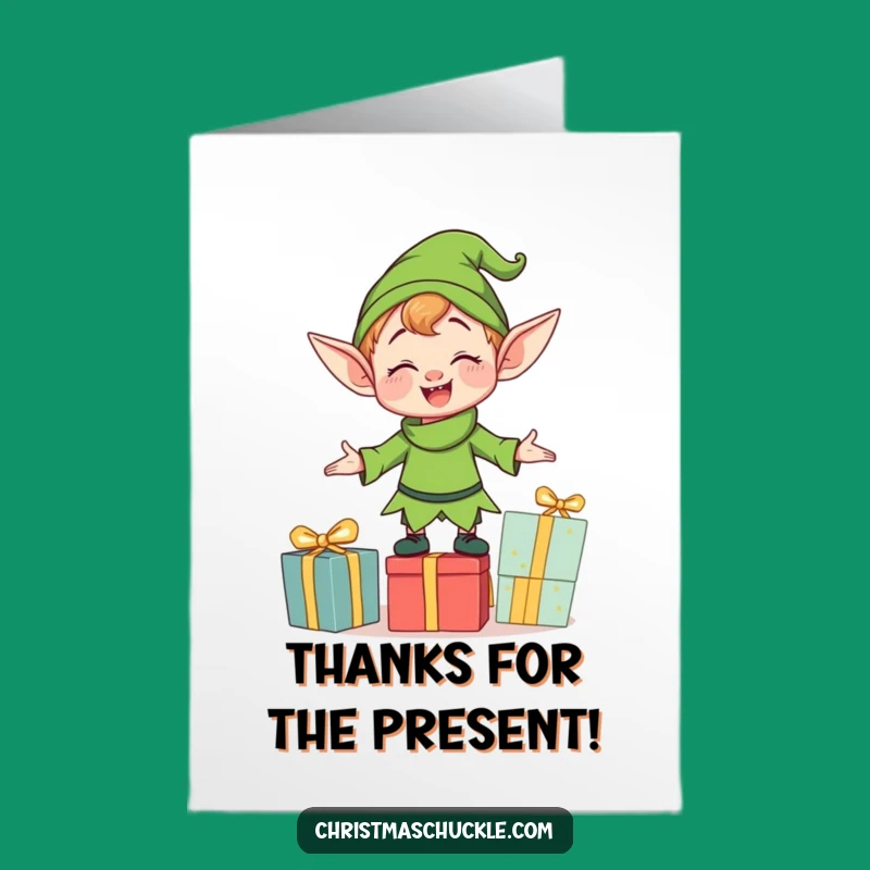 Free Printable Thank You Card: Clumsy Elf Gift Thanks Downloadable Gift