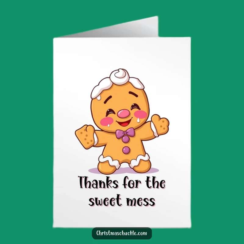 Free Printable Thank You Card: Gingerbread Clown Oops - Humorous Downloadable Gratitude
