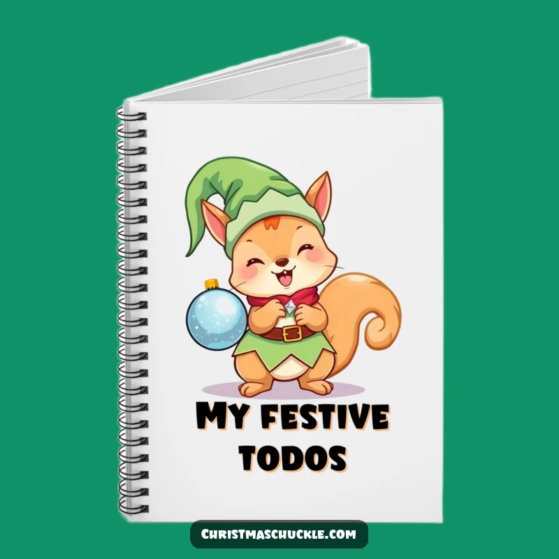 Funny Kawaii Elf Squirrel Notebook: Cute Christmas Character, Journal Funny Gift