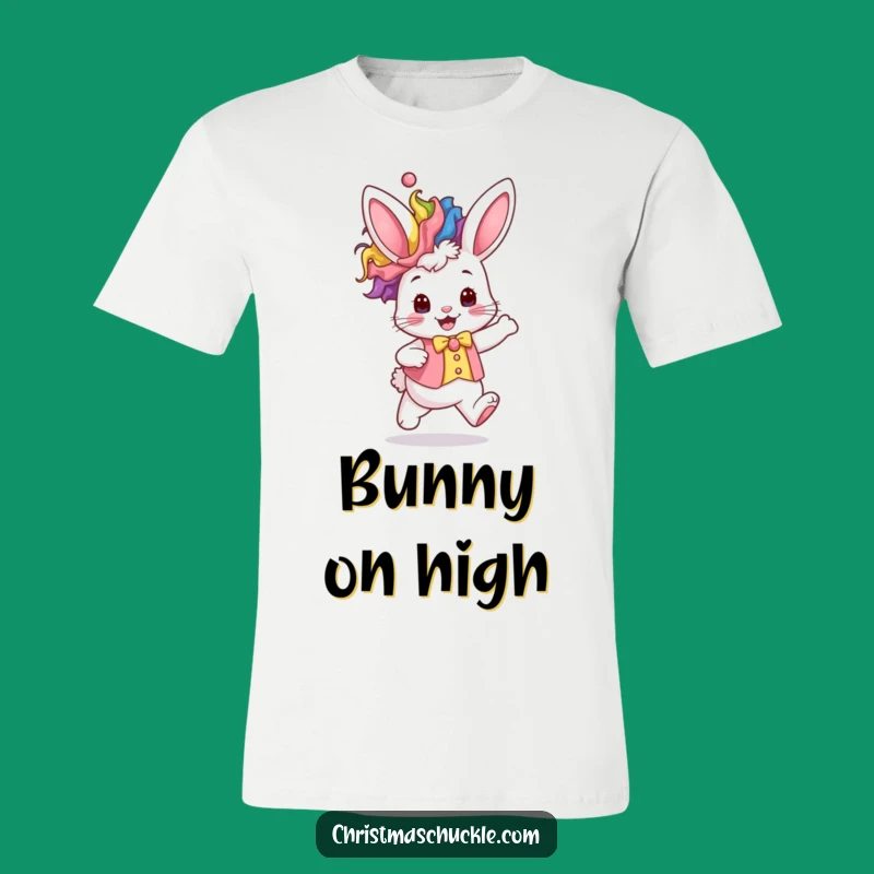 Funny Kawaii Bunny T-Shirt: Rainbow Clown Hop Design for Adorable Style