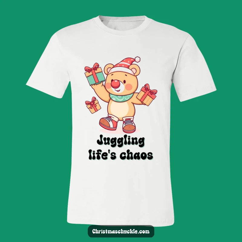 Funny Juggling Bear T-Shirt: Festive Clown Character, Hilarious Gift