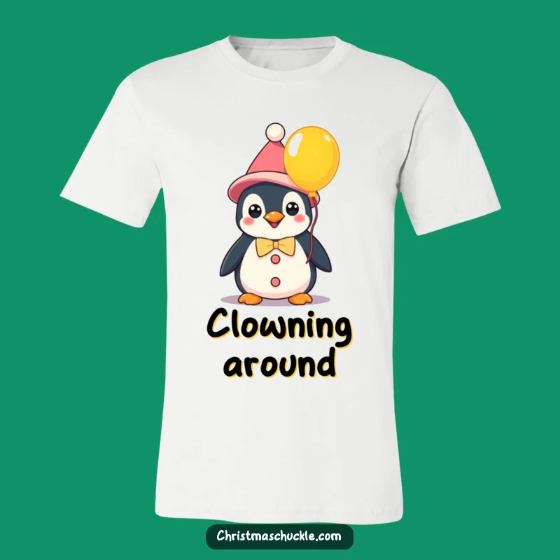 Funny Kawaii Clown Penguin T-Shirt: Balloon Buddy Tee - Ideal Funny Gift!