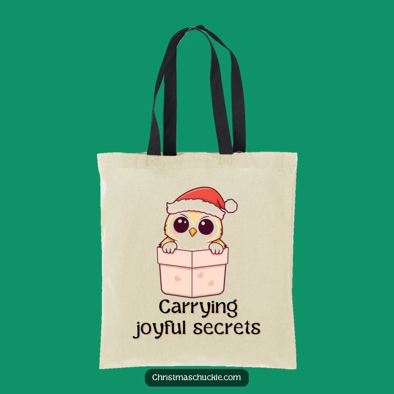 Funny Kawaii Owl Santa Tote Bag - Festive Gift Carrier with Smiles