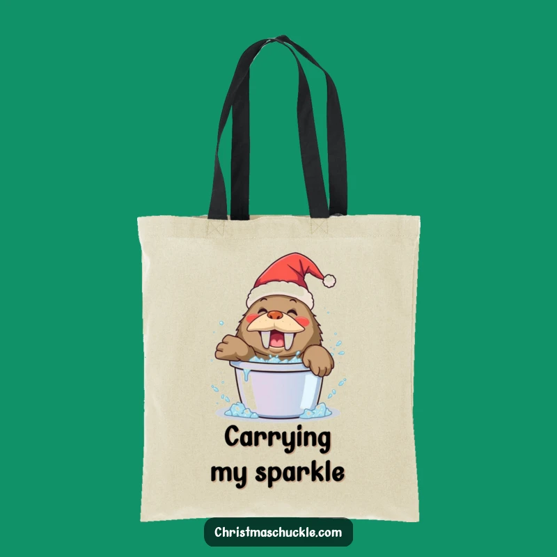 Funny Walrus Clown Tote Bag: Happy Glitter Shopping Gift!