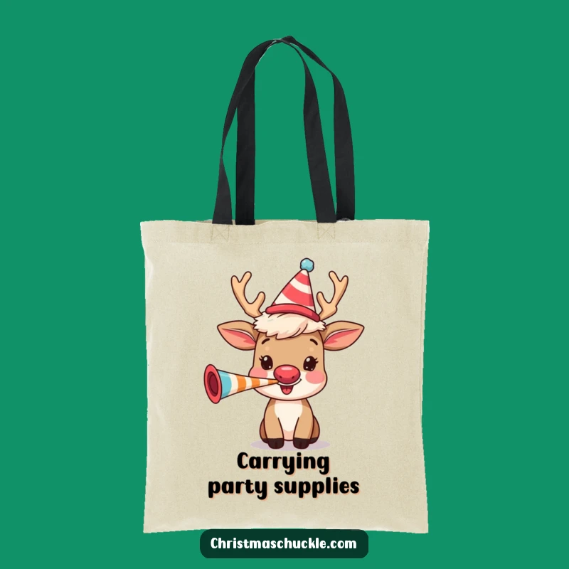 Funny Reindeer Party Tote Bag: Festive Clown Wig Character, Practical Gift