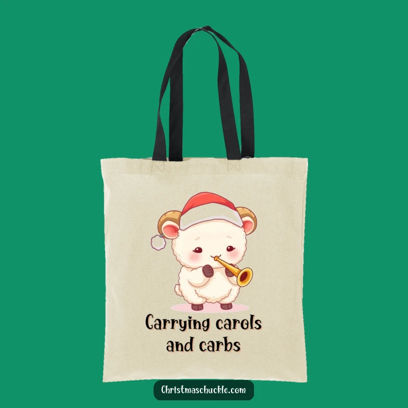 Funny Sheep Santa Trumpet Tote Bag: Carry Your Essentials with Holiday Cheer